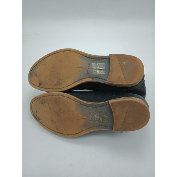 Dolce Vita Gray Soft Suede Flat Ankle Booties Double Buckle Slouchy Boots 7 EUC - Picture 10 of 10